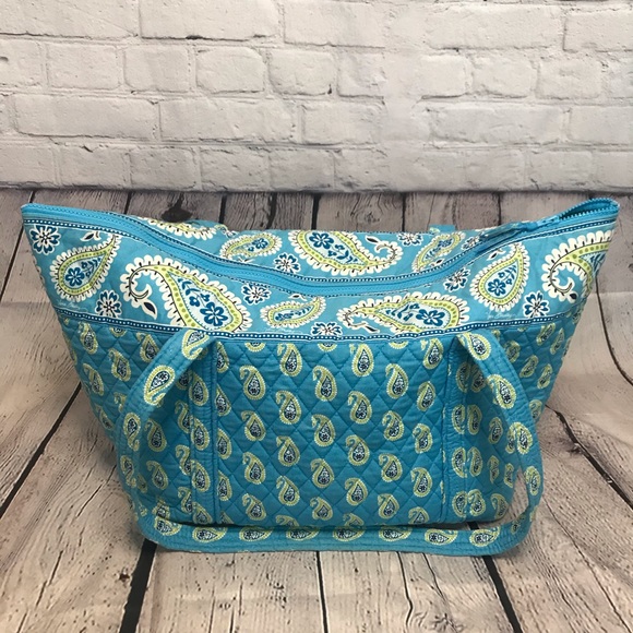 Vera Bradley Bermuda Blue Zip Up Tote Bag